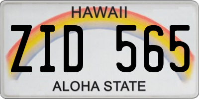 HI license plate ZID565