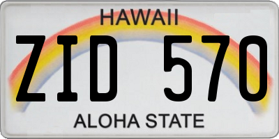 HI license plate ZID570