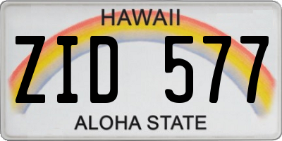 HI license plate ZID577