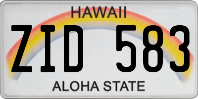 HI license plate ZID583