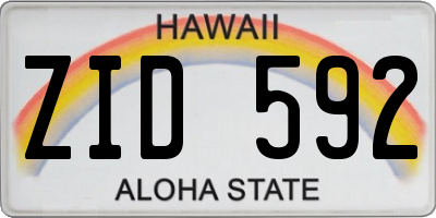 HI license plate ZID592