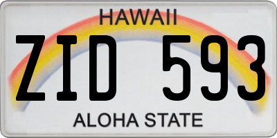 HI license plate ZID593