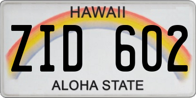 HI license plate ZID602