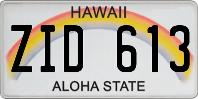HI license plate ZID613