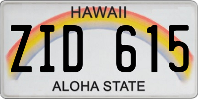 HI license plate ZID615