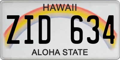 HI license plate ZID634