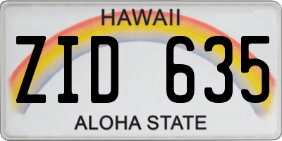 HI license plate ZID635