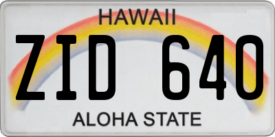 HI license plate ZID640