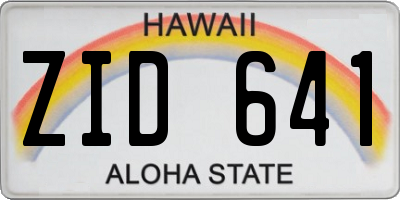 HI license plate ZID641