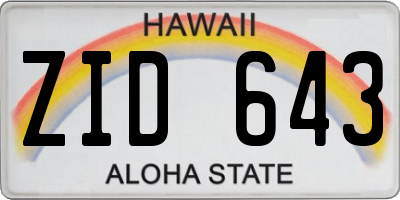 HI license plate ZID643