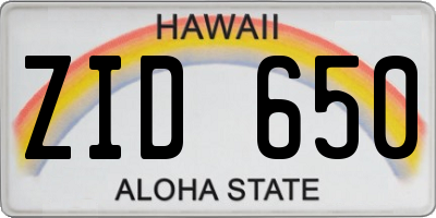 HI license plate ZID650