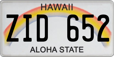 HI license plate ZID652