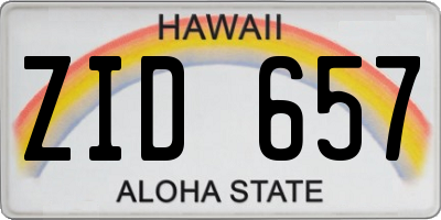 HI license plate ZID657