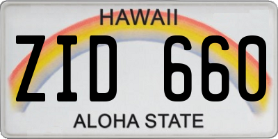 HI license plate ZID660