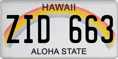 HI license plate ZID663