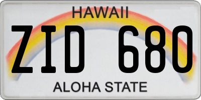 HI license plate ZID680