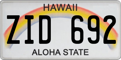 HI license plate ZID692