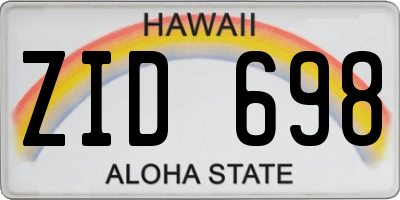 HI license plate ZID698