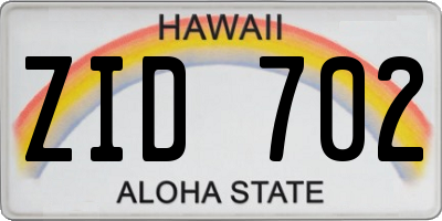 HI license plate ZID702