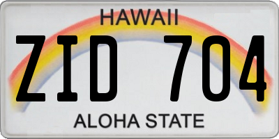 HI license plate ZID704