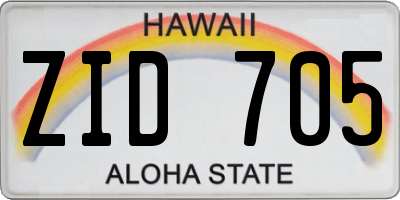 HI license plate ZID705
