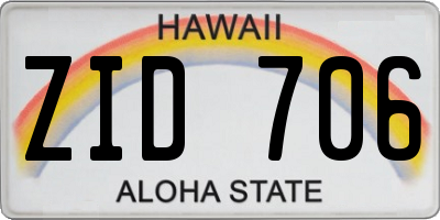 HI license plate ZID706