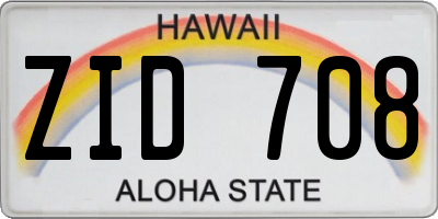 HI license plate ZID708