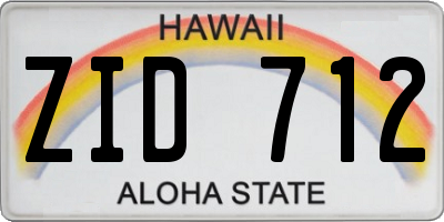 HI license plate ZID712