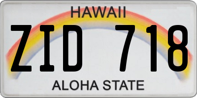 HI license plate ZID718