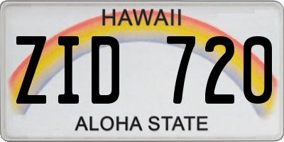 HI license plate ZID720