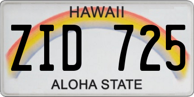 HI license plate ZID725