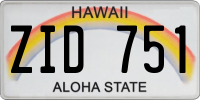 HI license plate ZID751