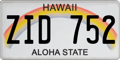 HI license plate ZID752