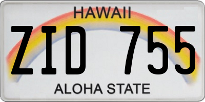 HI license plate ZID755