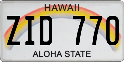 HI license plate ZID770