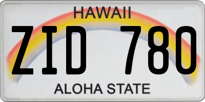HI license plate ZID780