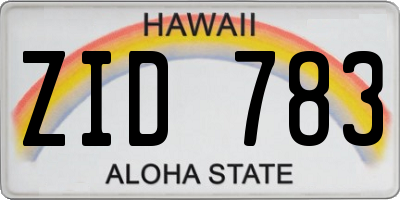 HI license plate ZID783