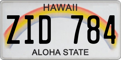 HI license plate ZID784