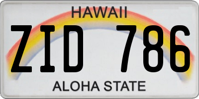 HI license plate ZID786