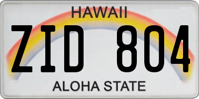 HI license plate ZID804