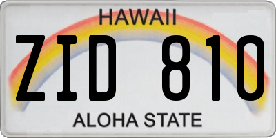 HI license plate ZID810