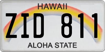 HI license plate ZID811