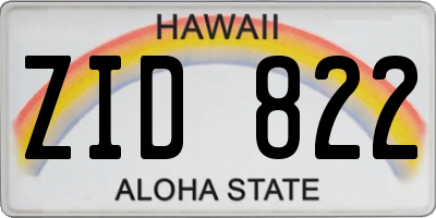 HI license plate ZID822