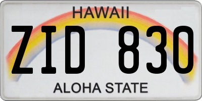 HI license plate ZID830
