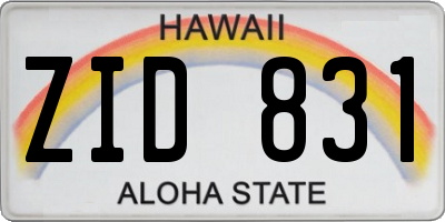 HI license plate ZID831