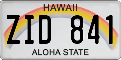 HI license plate ZID841