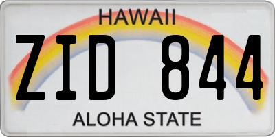 HI license plate ZID844