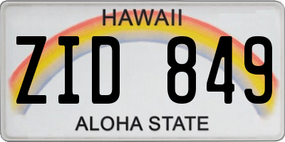 HI license plate ZID849