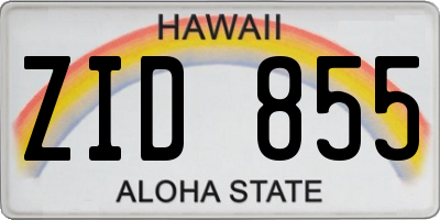 HI license plate ZID855