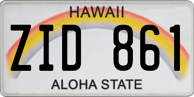 HI license plate ZID861